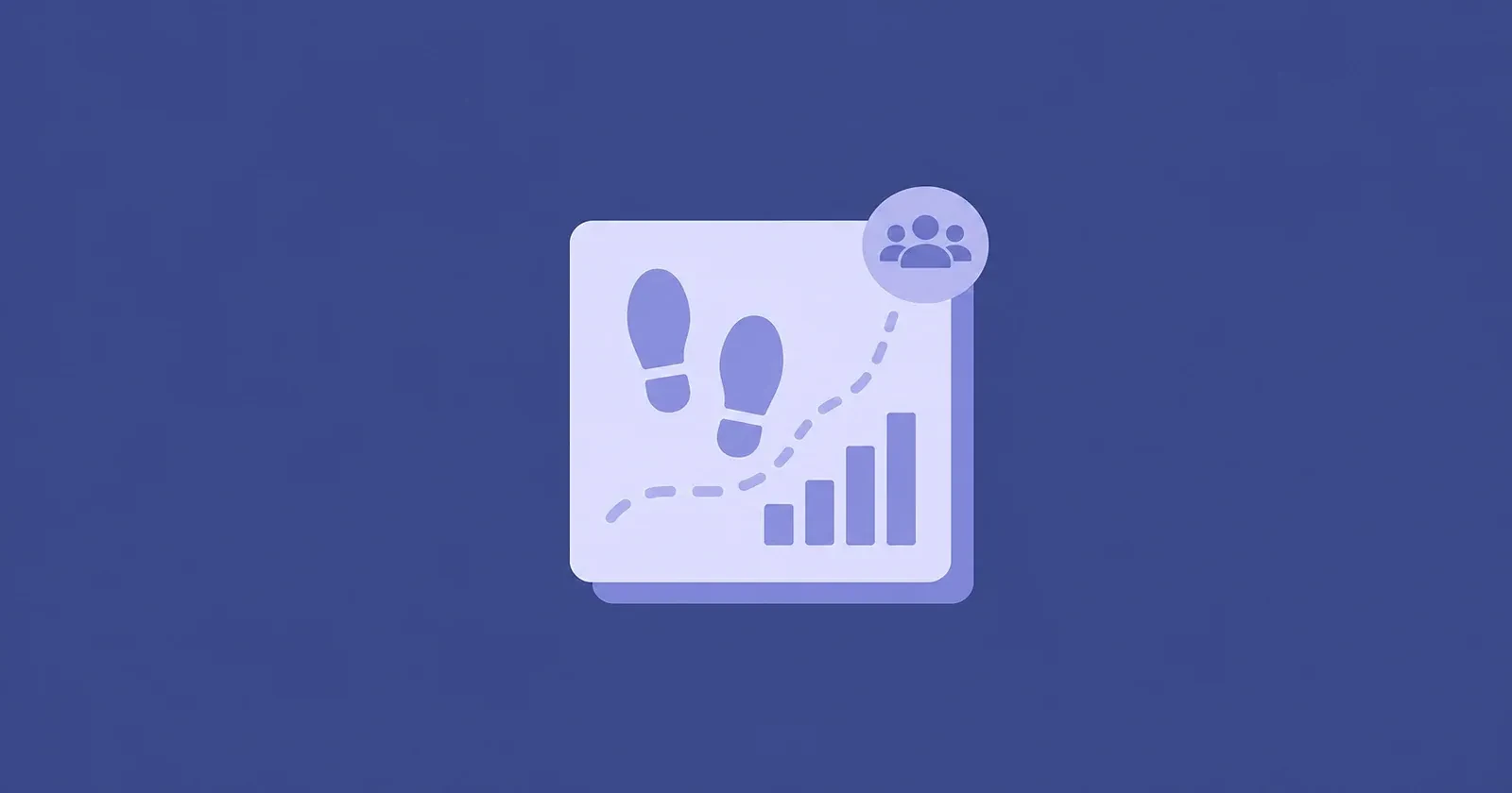 Illustration of footprints with a chart representing footfall analytics