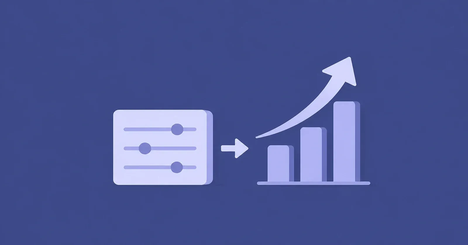 Illustration of settings sliders leading to a rising bar chart to launch and scale easily