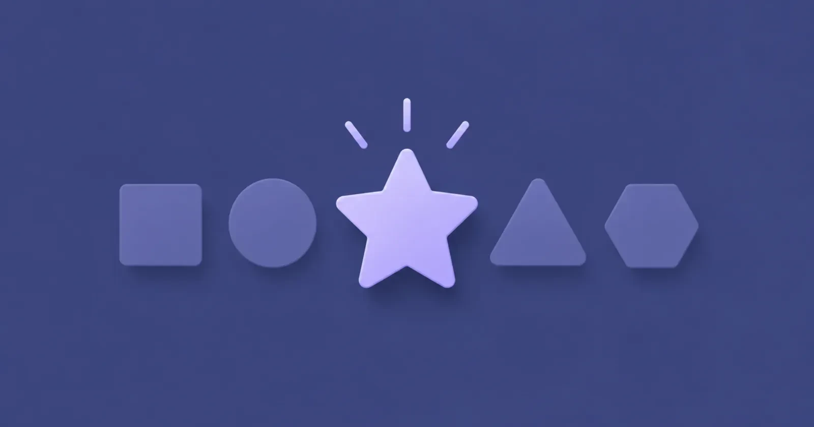 Illustration of a glowing star standing out among plain geometric shapes