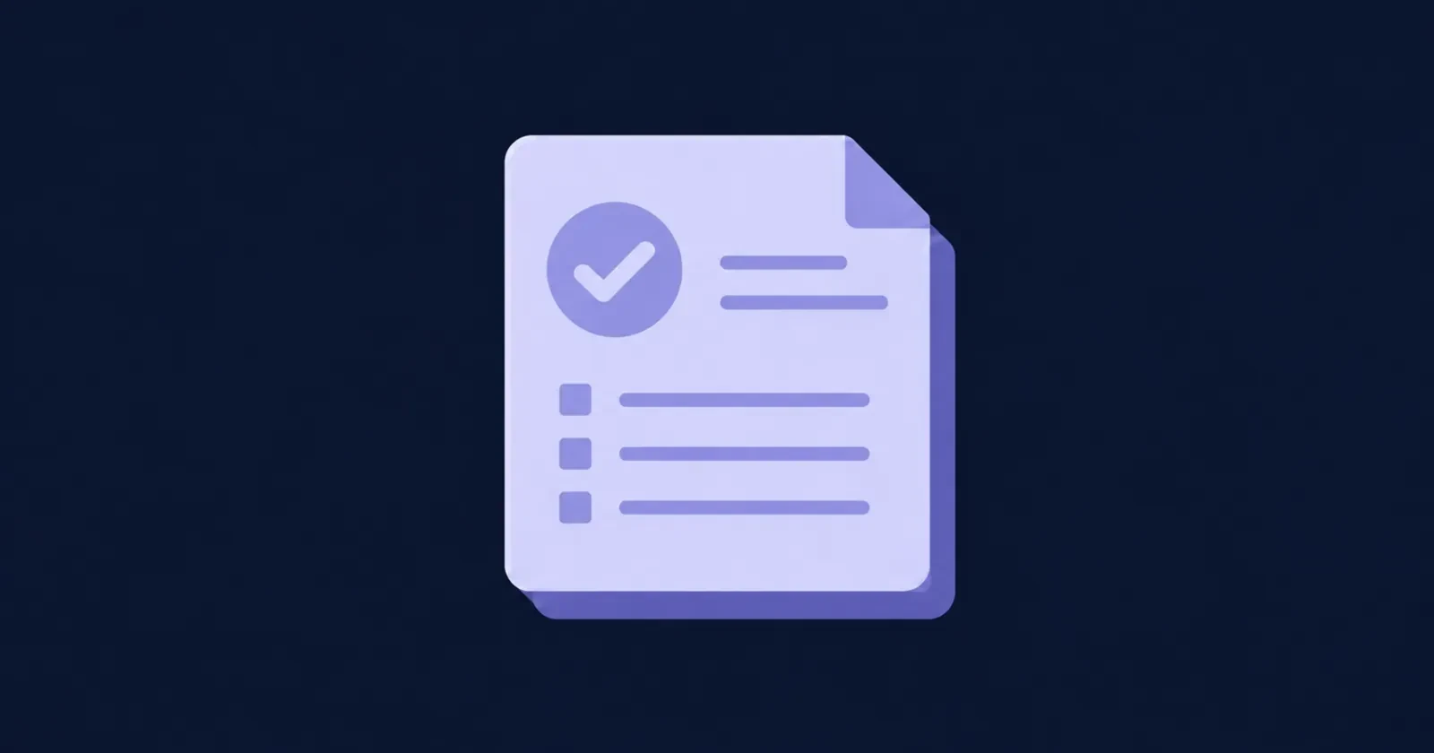 Illustration of a document with a verification checkmark and itemised list